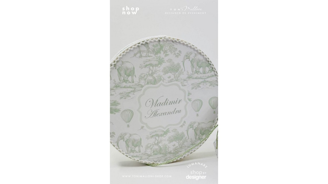 Set prima băiță Green Safari personalizat băiat ritual după botez cu nașii 13